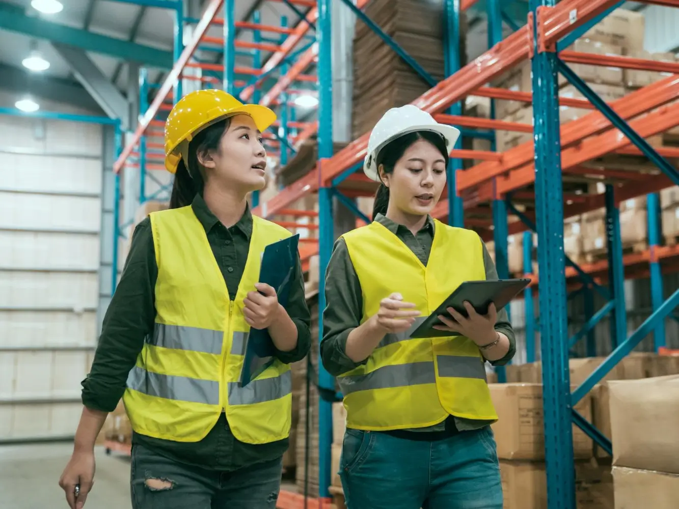 Facility manager performing mid year review at industrial plant